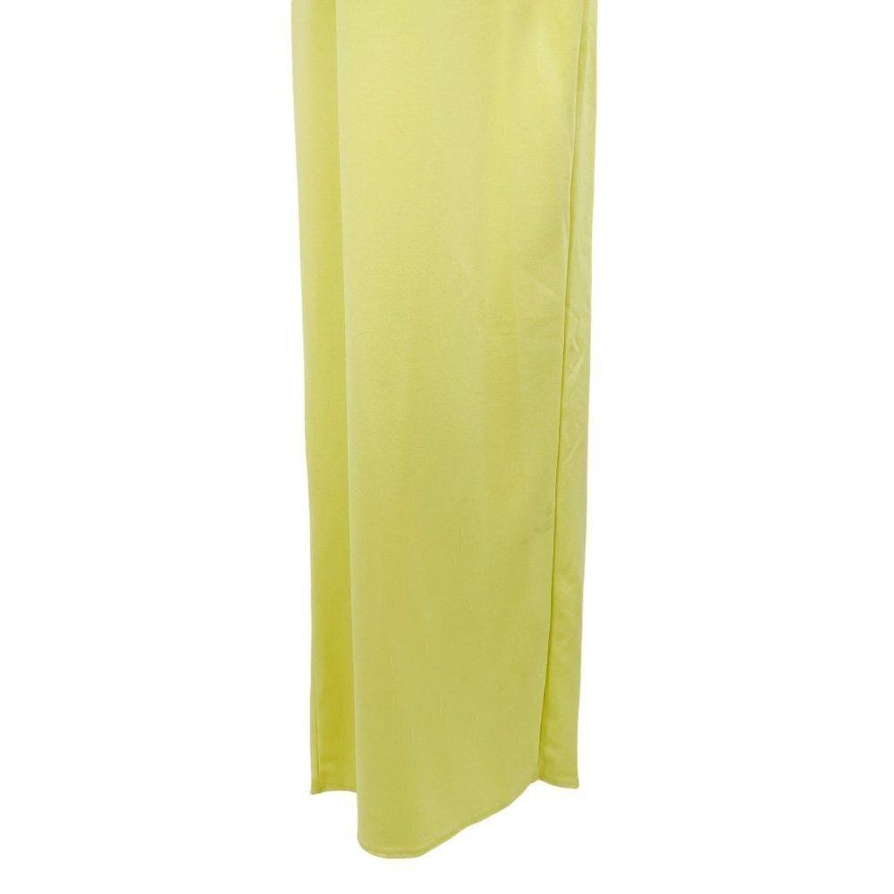 PrettyLittleThing Light Lime One Shoulder Maxi Gown Dress Back Slit Crepe - Picture 5 of 10